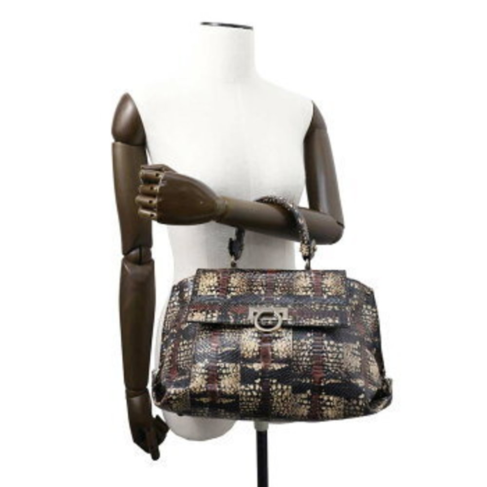 Ferragamo Sofia Gancini Python Shoulder Bag White… - image 5